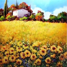 Схема вышивки «деревенский пейзаж»