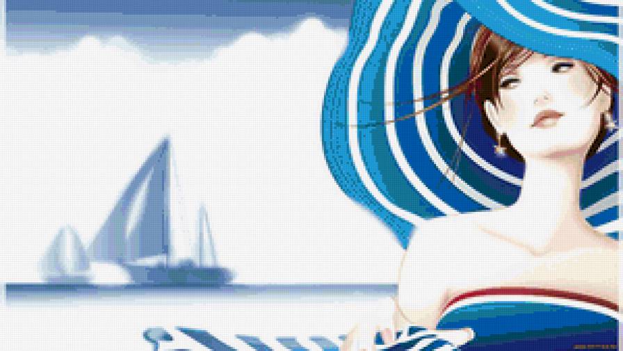 Картинка "Девушка на море" - море, картинка, девушка - предпросмотр