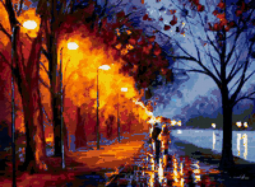 Дождь в парке - парк, дождь, осень - предпросмотр