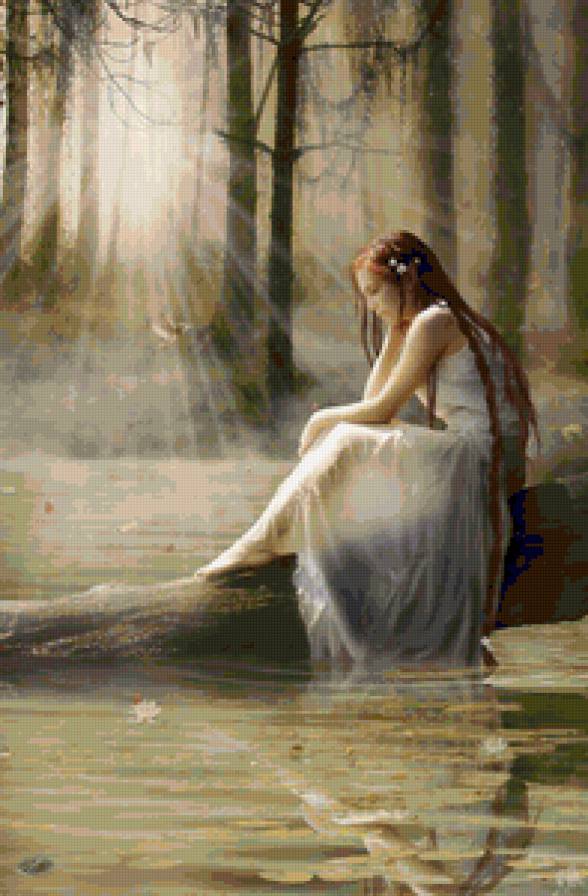 нимфа - озеро, фэнтези, девушка, лес - предпросмотр