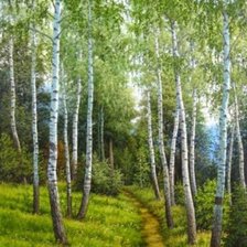 Схема вышивки «Пейзаж, березы»