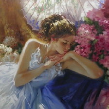 Схема вышивки «девушка в цветах»