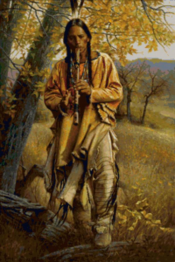 индеец - перо, люди, музыка, америка, индейцы, музыкант - предпросмотр