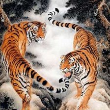 Схема вышивки «тигры»