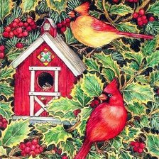 Схема вышивки «Кардиналы»