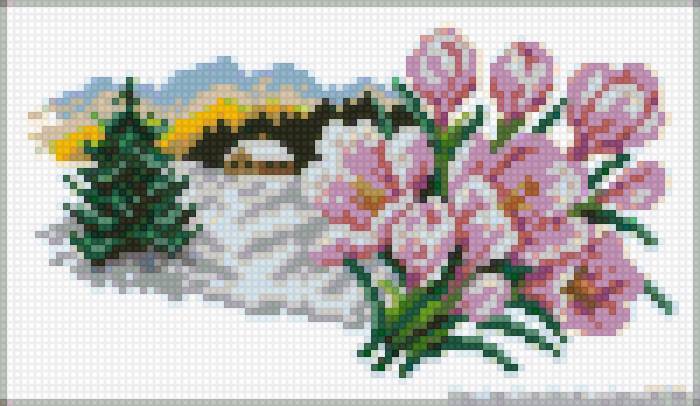 подснежники - домики, пейзаж, подснежники, весна, цветы, цветок - предпросмотр