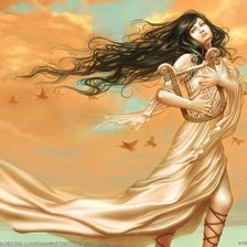 Схема вышивки «Девушка с арфой»