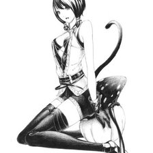 Схема вышивки «Девушка неко ч/б»