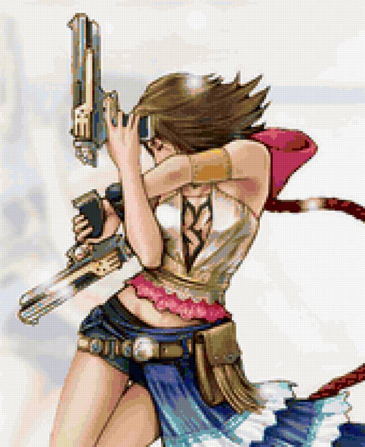 Юна - последняя фантазия, аниме, восток, девушка, япония, пистолеты - предпросмотр