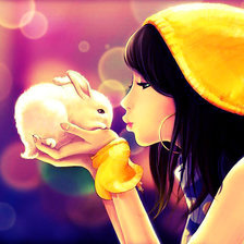 Схема вышивки «Девушка и кролик»