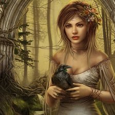 Схема вышивки «Девушка с вороном»