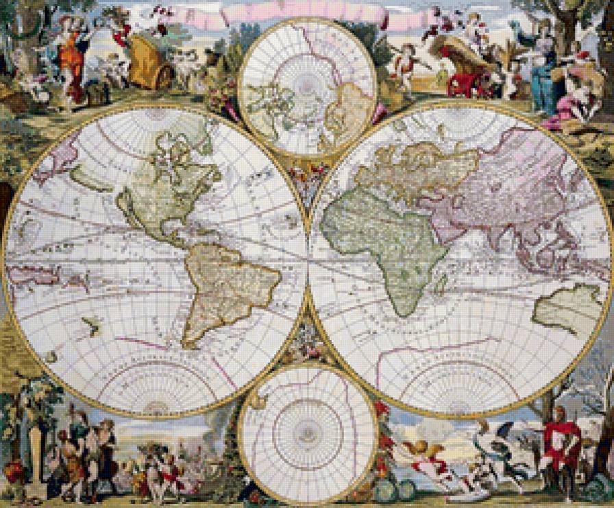 Старая карта - карта, для библиотеки, картина, география - предпросмотр