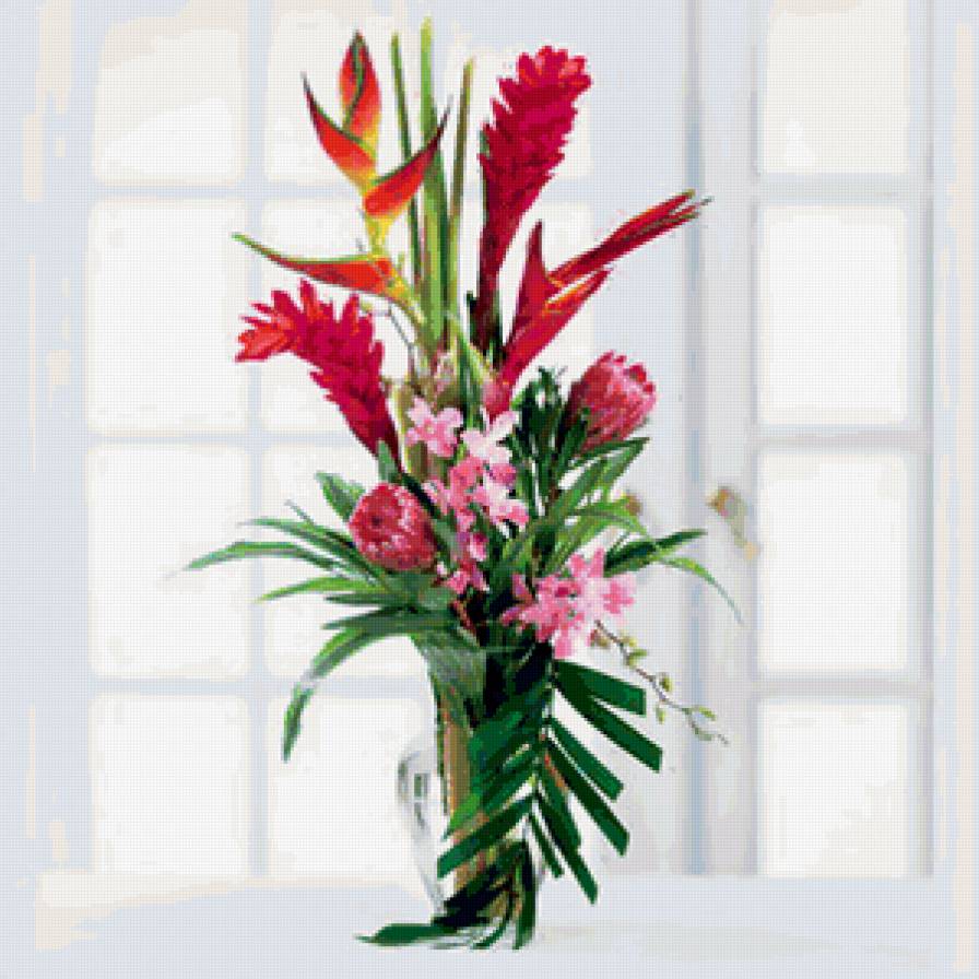 букет на окне - панно, цветы, букет - предпросмотр