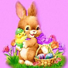 Схема вышивки «зайчик с корзинкой»