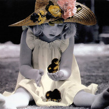 Схема вышивки «Девочка и утята»