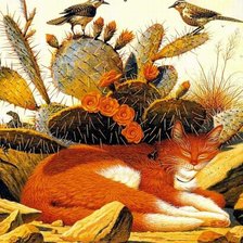 Схема вышивки «Кот в кактусах»