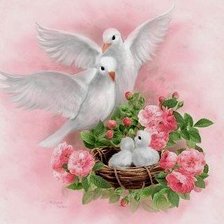Схема вышивки «голуби»