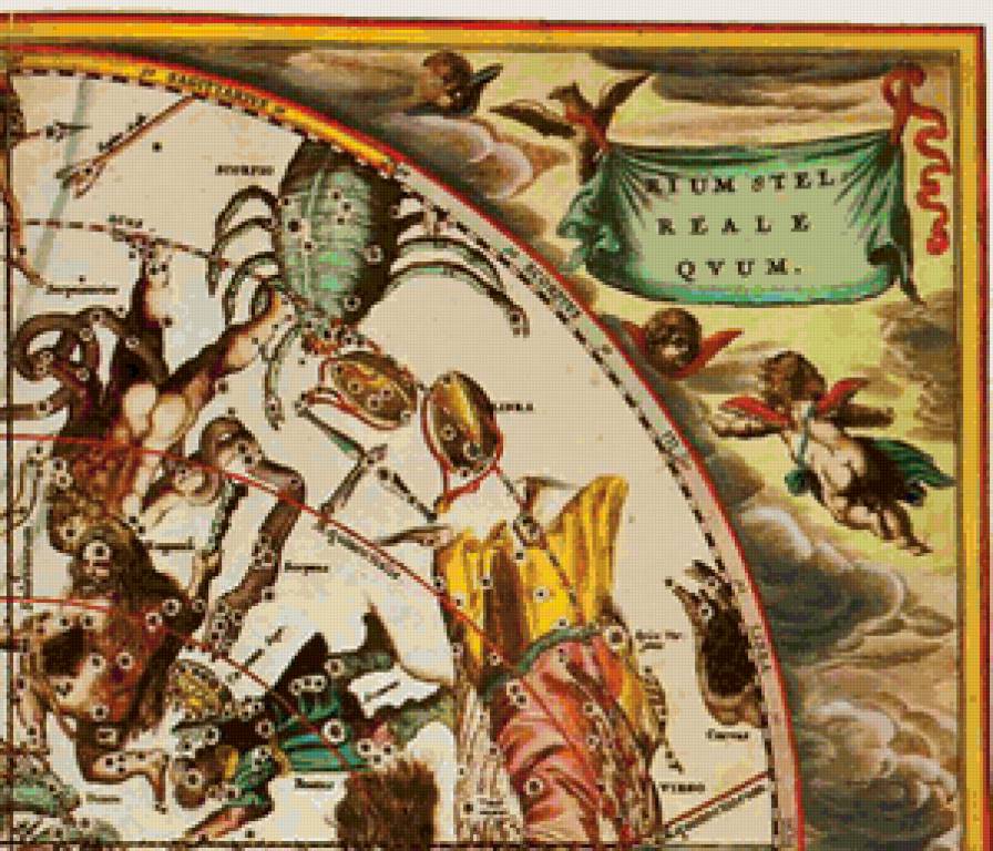 карта созвездий - 3 верх - карта, картина, для библиотеки - предпросмотр