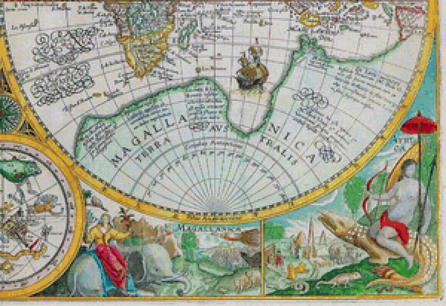 красивая карта мира - 4 низ - для библиотеки, картина, карта - предпросмотр