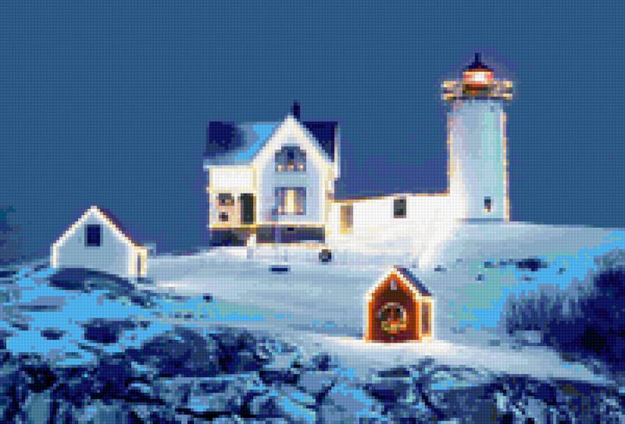 Зима - дом, маяк, рождество - предпросмотр