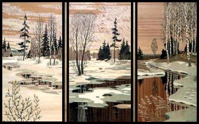 Пейзаж - пейзаж, живопись, триптих - оригинал