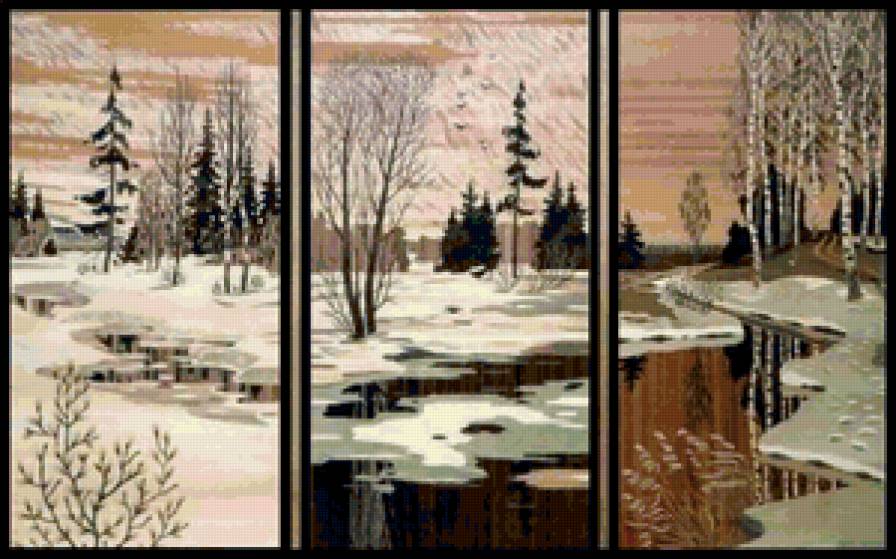 Пейзаж - триптих, пейзаж, живопись - предпросмотр