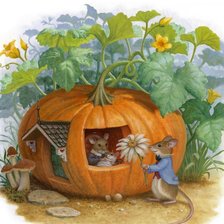 Схема вышивки «Мышки в тыкве»