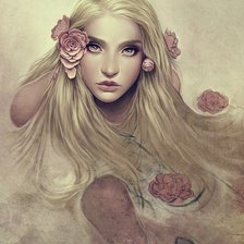 Схема вышивки «Девушка с розами»