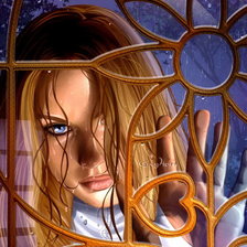 девушка в витражном окне