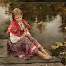 Схема вышивки «Девочка у воды»