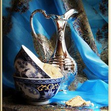 Схема вышивки «Голубые пиалы»