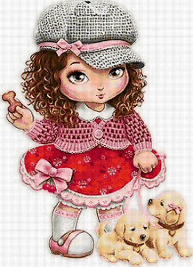 девочка с собачками - в детскую, животные, игрушки, кукла, дети, собака, собаки, щенки - предпросмотр