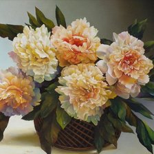 Схема вышивки «Пионы кремовые»