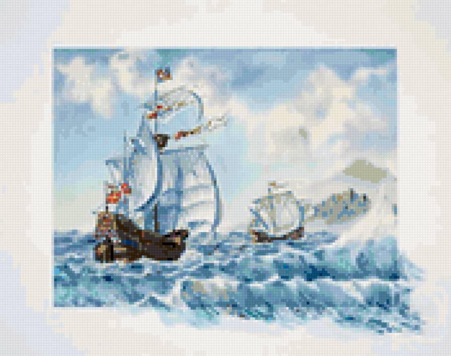 Шторм - корабль, море, шторм, корабли, небо - предпросмотр