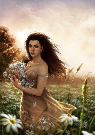 Красивые арты разных художников - цветы, девушка, люди - оригинал