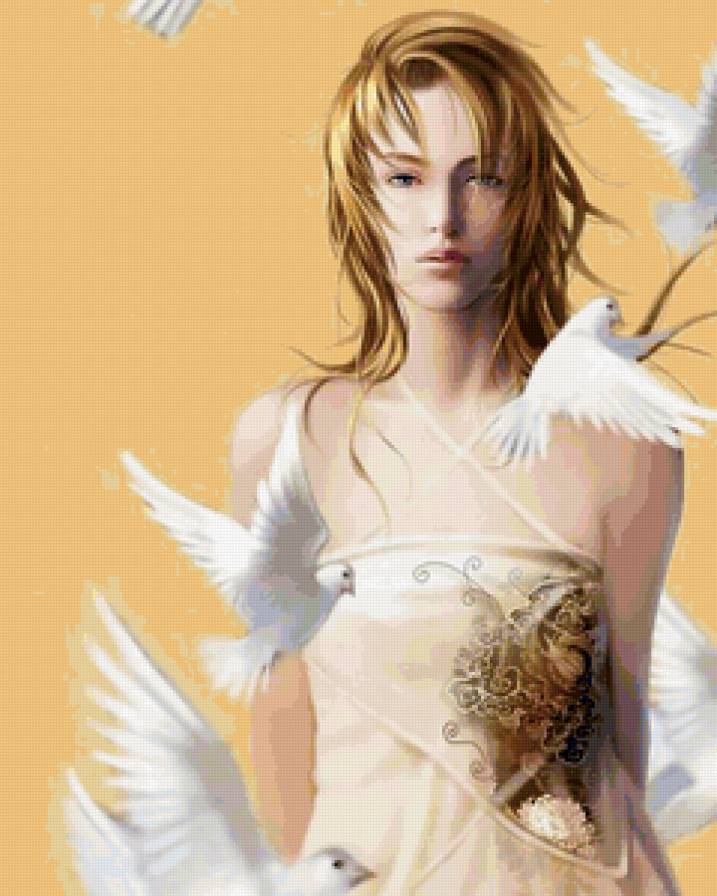 Красивые арты разных художников - девушка, люди, птицы - предпросмотр