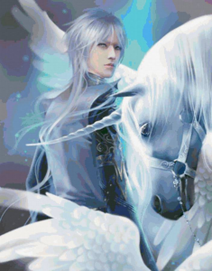 Красивые арты разных художников - люди, фэнтези, парень, единорог, лошадь - предпросмотр