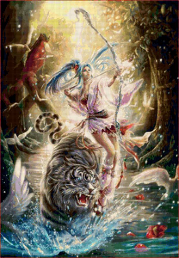 Красивые арты разных художников - люди, тигр, оружие, девушка, природа, животные - предпросмотр