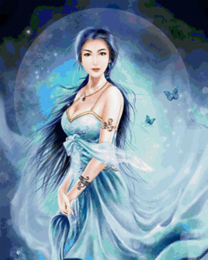 Красивые арты разных художников - девушка, люди, восток, луна, бабочки - предпросмотр