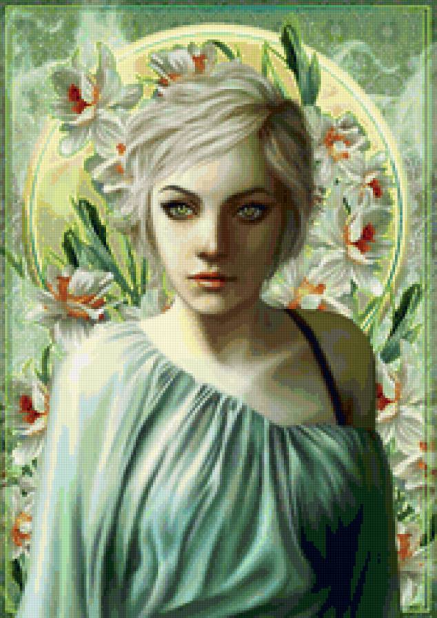 Красивые арты разных художников - люди, девушка, цветы - предпросмотр