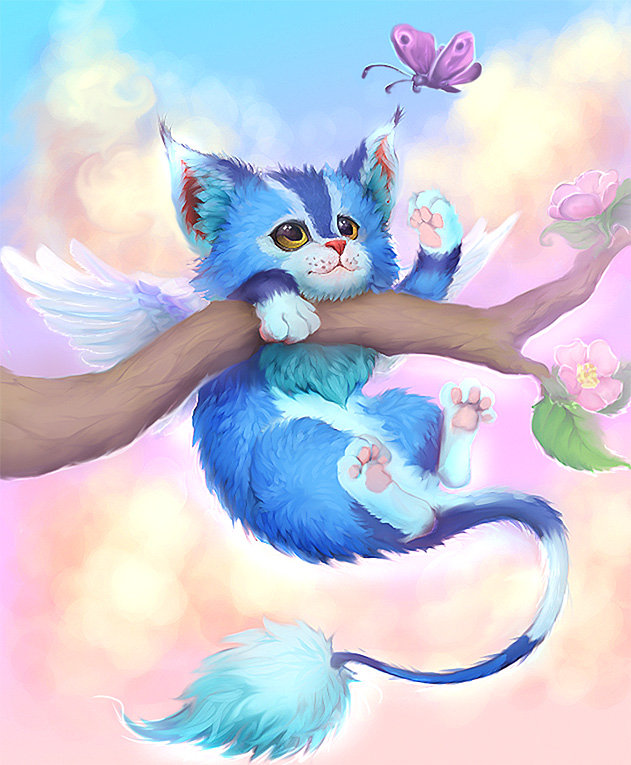 Красивые арты разных художников - фэнтези, котята, бабочки, кошки - оригинал