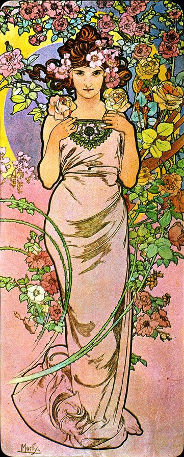 живопись А Муха - женщина, образ - оригинал