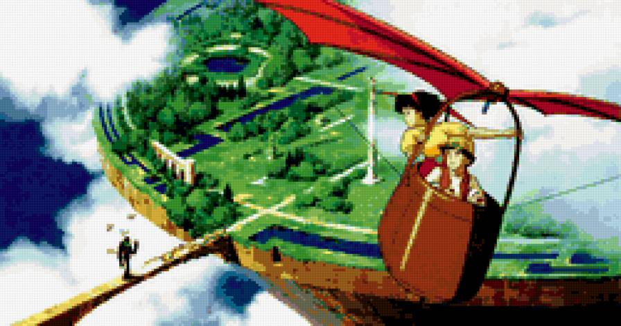 Кадр из мультфильма "Небесный замок Лапута" - аниме, девочка, герой, персонаж, девушка, мультфильм - предпросмотр