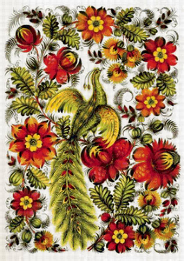 №132379 - цветы, птицы, узоры - предпросмотр