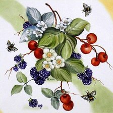 Схема вышивки «Ягодки и пчёлки»