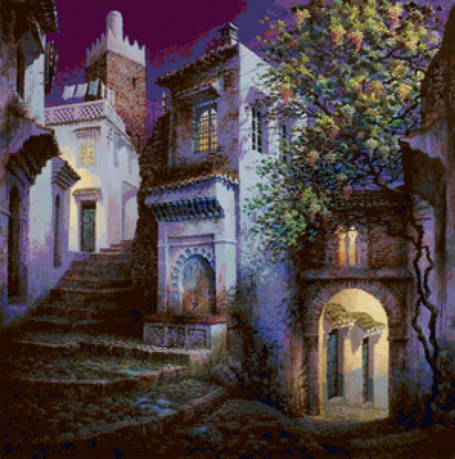 Южная ночь - luis romero, живопись - предпросмотр