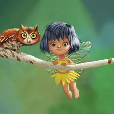 Схема вышивки «Детские картинки "Фея и сова"»