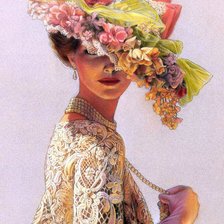 Схема вышивки «женщина в шляпке»