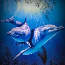 Схема вышивки «дельфины»