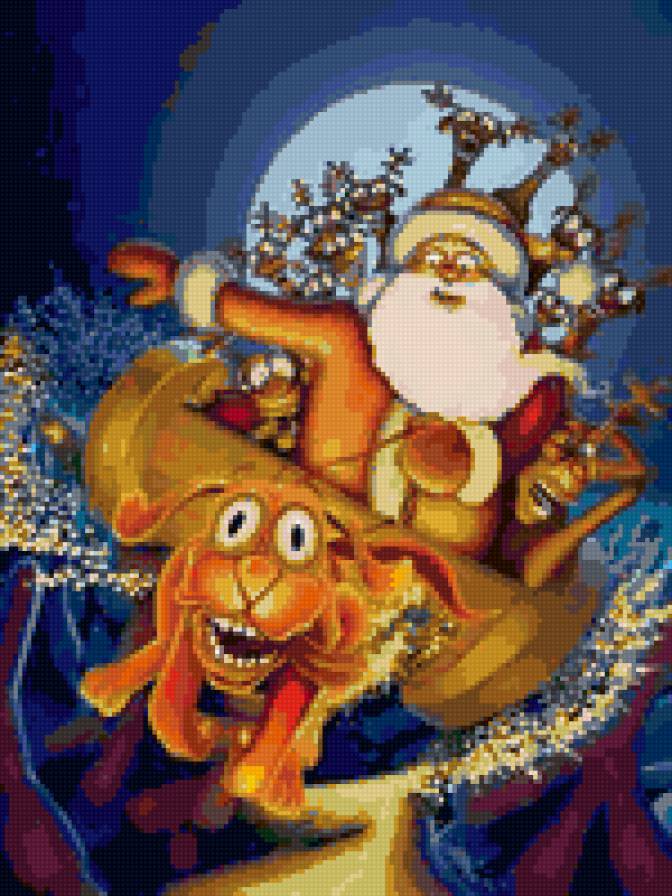 санта клаус с подарками - зима, новый год, подарки, олени, санта клаус - предпросмотр